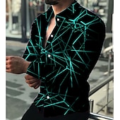 preiswerte Businesshemden für Herren-Herren Hemd Oberhemd Geometrische Muster Outdoor Casual Rote Blau Purpur Grün Langarm Umlegekragen Sommer Frühling Bekleidung Bedruckt