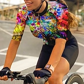 levne Dámské dresy-Dámské Cyklodres Krátký rukáv Kolo Dres Vrchní část oděvu se 3 zadními kapsami Horská cyklistika Silniční cyklistika Prodyšné Rychleschnoucí Odvod vlhkosti Reflexní pásky Žlutá Červená Modrá Sportovní