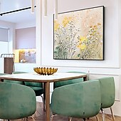 billiga Blom- och växtmålningar-handgjord oljemålning canvas väggkonst dekor original färgglada blommor målning abstrakt växt blommig målning för heminredning med sträckt ram/utan inre ram målning