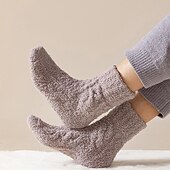 billige hjemmesokker-fleece sokker push for kvinner menn, varme myke fluffy sokker tykk kose sokk vinter jule sokker til kvinner