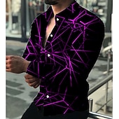 preiswerte Businesshemden für Herren-Herren Hemd Oberhemd Geometrische Muster Outdoor Casual Rote Blau Purpur Grün Langarm Umlegekragen Sommer Frühling Bekleidung Bedruckt