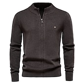 preiswerte Herren Strickjacke-Herren Pullover Strickjacke Pullover mit Viertelreißverschluss Gerippt Stricken Zip Strick Einfarbig Stehkragen Warm-Ups Moderne zeitgenössische Freizeitskleidung Urlaub Bekleidung Herbst Winter