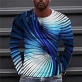 cheap 3D T shirts-Men&#039;s Graphic Prints Spiral Stripe T shirt Long Sleeve T shirt 3D Print Crew Neck Shirt Designer Casual Big and Tall Daily Holiday A B C Spring &amp;  Fall Clothing Apparel S M L XL XXL 3XL 4XL
