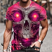 preiswerte Schädel &amp; Knochen-Herren Unisex Totenkopf Motiv Grafik-Drucke T Shirt Halloween-Shirt Kurzarm T-Shirt 3D-Druck Rundhalsausschnitt Hemd Sport Designer Brautkleider schlicht Outdoor Strasse Täglich Gelb Rosa Blau Sommer