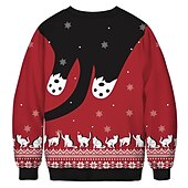 abordables Sudaderas y sudaderas con capucha divertidas-Papá Noel Gato Hombre de pan de jengibre Suéter de navidad Sudadera Hombre Mujer Navidad Navidad Carnaval Mascarada Nochebuena Adultos Fiesta Navidad Poliéster Cima
