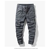 billiga Cargobyxor-Herr Militärbyxor Cargo byxor Långbyxor Arbetsbyxor Snörning Elastisk midja Flera fickor Slät Komfort Andningsfunktion Ledigt Dagligen Streetwear 100 % bomull Sport Mode Svart Grön Microelastisk
