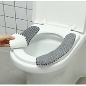 abordables Accessoires pour salle de bains-épais rembourré siège de toilette couverture tapis chaud en peluche siège de toilette coussin antidérapant doux coussin de toilette lavable siège de toilette tapis chauffant avec ruban auto-adhésif