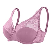 preiswerte BHs-Damen-Curve-Übergrößen, einfarbig, reine Farbe, Blumen-/Blumenspitze, Dessous, sexy, V-Ausschnitt, Winter/Herbst, transparente BHs, 3/4-Körbchen, Schwarz, Altrosa, Rot, große Größe, 85/38C, 90/40C,