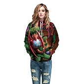 abordables Sudaderas y sudaderas con capucha divertidas-Dinosaurio Suéter de navidad Sudadera Pullover Sudadera con capucha navideña divertida Impresión 3D Hombre Mujer Navidad Carnaval Mascarada Nochebuena Navidad Adultos Fiesta Navidad Cima
