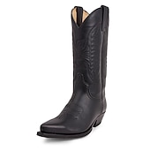 levne Cowboy &amp; Western Boots-pánské klasické hnědé westernové kovbojské boty z umělé kůže - reliéfní vzor, špičatá špička a střední podpatek pro rodeo, ranč a běžné nošení