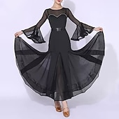 voordelige Standaard Balzaal-Ballroomdansen Kleding Gesplitst Kristallen / Bergkristallen Dames Prestatie Opleiding Lange mouw Polyester Netstof Spandex