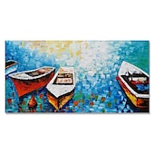 abordables Peintures paysages-Mintura main bateau paysage peintures à l&#039;huile sur toile mur art décoration moderne abstrait image pour la décoration intérieure roulé sans cadre non étiré peinture