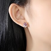 abordables Boucles D&#039;oreilles-Femme Clair Rose Diamant synthétique Boucles d&#039;oreille Clou Bijoux Fins Classique Précieux à la mode simple S925 argent sterling Des boucles d&#039;oreilles Bijoux Rose Pour Mariage Soirée 1 paire