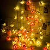 abordables Guirlandes lumineuses à piles-Guirlande lumineuse élégante de roses pour réception de mariage, guirlande lumineuse à piles 40/20/10 LED 6 m/3 m/2 m pour Noël&amp;amp;décorations de fête, décorations de mariage et de Saint-Valentin