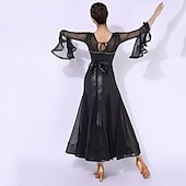 voordelige Standaard Balzaal-Ballroomdansen Kleding Gesplitst Kristallen / Bergkristallen Dames Prestatie Opleiding Lange mouw Polyester Netstof Spandex