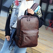 abordables Sacs à dos de Collège-Sac à dos en similicuir noir pour homme avec poche avant zippée – Sac élégant et imperméable pour ordinateur portable, idéal pour le travail, l&#039;université ou les déplacements quotidiens