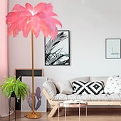 cheap Table&amp;Floor Lamp-Floor Light Standing Reading Lamp Modern Ostrich Feather Gold Floor Lamp Metal Bronze Nordic Standing Lamp Villa Hotel Decor Lighting Bedroom Bedside Floor Lamp Christmas gift