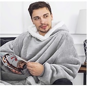 cheap Kigurumi Pajamas-Adults' Oversized Hoodie Blanket Wearable Blanket With Pocket Solid Color Onesie Pajamas Flannel Cosplay For Men and Women Carnival Animal Sleepwear Cartoon Festival / Holiday Costumes