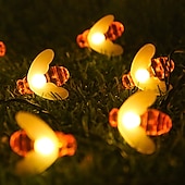 tanie Słoneczne światła sznurka-Solarne bee string lights zewnętrzne wodoodporne 12m-100led 7m-50led 6.5m-30led 8 trybów oświetlenie oświetlenie ogrodowe dekoracje świąteczne przyjęcie świąteczne drzewo ogrodowe dekoracja patio