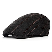 billiga Huvudbonader för herrar-Herr Platt mössa Tweed Keps Svart Kaffe Bomull Pärlor Splitsa Enkel Elegant och modernt Retro Gata Vardag Helgen Rand Bärbar Komfort Mode