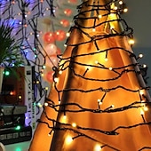 billige Elektrisk støpsel-juleslyngelys utendørs 20m 200leds 8 moduser plugg inn julepynt varme hvite lys fest hage juledekor belysning ac220v 230v 240v eu plugg