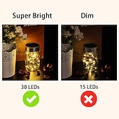 tanie Światła wakacyjne-2 sztuki Solarne Lampy w Słoiku 30 LED Światełka Oświetlenia Ogrodowego Odporny na Deszcz Lampion Ogrodowy na Przyjęcia i Ozdoby