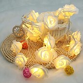 abordables Guirlandes lumineuses à piles-Guirlande lumineuse élégante de roses pour réception de mariage, guirlande lumineuse à piles 40/20/10 LED 6 m/3 m/2 m pour Noël&amp;amp;décorations de fête, décorations de mariage et de Saint-Valentin