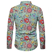 ieftine Model etnic-Bărbați Imprimeu Paisley Tribal Cămașă Cămașă Boho Camașă cu nasturi Manșon Lung Epocă Modă Șic Stradă Zilnic Plajă Concediu Primavara vara Toamna iarna Guler Pătrat Imprimeu Galben Roșu-aprins