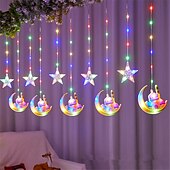 رخيصةأون يعمل بالكهرباء-3m star &amp;amp;أضواء ستائر القمر LED، أضواء ستائر عيد الميلاد المجيد، ديكورات للمنزل، الأحداث&amp;amp; حزب