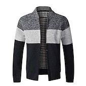 economico Maglioni Cardigan da uomo-Per uomo Cardigan Maglione Maglione in pile A coste Maglia Cerniera Lavorato a maglia Color Block Colletto Mao Top caldi Contemporaneo moderno Da tutti i giorni Per uscire Abbigliamento Autunno