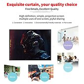 cheap Projector Accessories-Projector Screen 4K Movie 16:9 HD 60 72 84 100 120 150 inch Foldable and Portable Anti-Crease Indoor Outdoor Projection Video for Home Party Office  Classroom World Cup Game