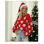 preiswerte Hässlicher Pullover-Anime Bischofsärmel Hässlicher Weihnachtspullover Pullover Jumper Weihnachtsmann Lustig für Damen Erwachsene 3D-Druck  für Weihnachten Karneval Neujahr Party Alltagstauglich