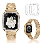 cheap Apple Watch Bands-[1+2Pack] Jewelry Bracelet Compatible with Apple Watch band 38mm 40mm 41mm 42mm 44mm 45mm 49mm with Case Bling Diamond Rhinestone Strap Replacement Wristband for iwatch Series Ultra 8 7 6 5 4 3 2 1 SE