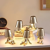 billige bord- og gulvlampe-touch led bordlampe, moderne tenker dekorativ lampe led oppladbar skrivebordslampe, golden little man usb bordlampe, nattlys for soverom, arbeidsrom, stue, nattbord, bar, restaurant
