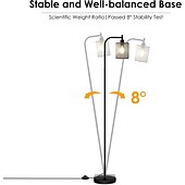 economico lampada da tavolo e da terra-lampada da terra industriale per soggiorno, lampada da terra con paralume in rete di ferro sospesa, lampadina led 8w, lampada da terra alta con interruttore a pedale per camera da letto, nero