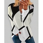 billiga Randiga och geometriska toppar-dam plus size dragkedja sweatshirt sweatshirt grafiskt block dagligt sporttryck kvartsdragkedja aktiv streetwear halv dragkedja lång ärm utan foder bekvämt ventilerande mjukt tyg