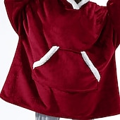 preiswerte Morgenröcke-Herren Schlafanzug Nachtwäsche Tragbare Decke Hoodie-Decke Einfarbig Modisch Einfach Plüsch Heim Polyester Warm Atmungsaktiv Kapuzenpullover Lange Robe Tasche Kapuzenpullover Winter Schwarz Rot Blau