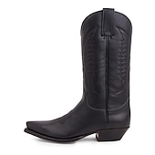 levne Cowboy &amp; Western Boots-pánské klasické hnědé westernové kovbojské boty z umělé kůže - reliéfní vzor, špičatá špička a střední podpatek pro rodeo, ranč a běžné nošení