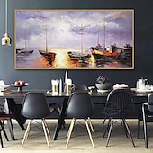 abordables Peintures paysages-Mintura main bateau paysage peintures à l&#039;huile sur toile mur art décoration moderne abstrait image pour la décoration intérieure roulé sans cadre non étiré peinture
