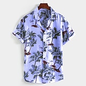 preiswerte Tropische Pflanzen-Herren Kokosnussbaum Palme Tropische Pflanzen Hemd Hawaiihemd Sommerhemd Aloha-Shirt Kurzarm Hemd Kragen Hawaiianisch Designer Brautkleider schlicht Outdoor Strasse Täglich Weiß Hellgrün Rosa S M L