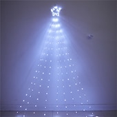 abordables Bandes de vacances-Guirlandes Lumineuses en Étoile pour Décorations Extérieures 9X2M 180LED Lumières de Fée Arbre Cascade avec Étoile Supérieure Pour Guirlande Fête de Jardin Vacances Noël Lumière Colorée AC220V Prise