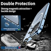 abordables Coques iPhone-téléphone Coque Pour iPhone 14 Pro Max Plus iPhone 13 12 11 Pro Max Adsorption Magnétique Avec Magsafe Double Face Antichoc Verre Trempé Métal