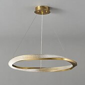 economico Luci a sospensione-lampada a sospensione a led cerchio design rotondo, lampadario a led moderno in cristallo da 60 cm per soggiorno design creativo di lusso lampada in oro lampada a sospensione rotonda con isola da