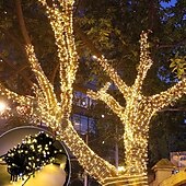 billige Elektrisk støpsel-juleslyngelys utendørs 20m 200leds 8 moduser plugg inn julepynt varme hvite lys fest hage juledekor belysning ac220v 230v 240v eu plugg
