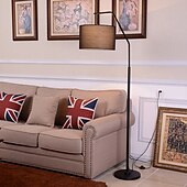 billige bord- og gulvlampe-moderne enkelhet gulvlampe, høy stang lampe lin lampeskjerm stående lampe metall sokkel gulvlamper stue soverom møbler kunstnerisk