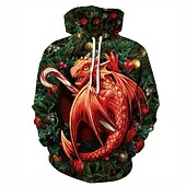 abordables Sudaderas y sudaderas con capucha divertidas-Dinosaurio Suéter de navidad Sudadera Pullover Sudadera con capucha navideña divertida Impresión 3D Hombre Mujer Navidad Carnaval Mascarada Nochebuena Navidad Adultos Fiesta Navidad Cima