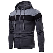 baratos hoodies básicos dos homens-Homens Moletom Full Zip Hoodie Jaqueta Jaqueta de suor Preto Amarelo Vermelho Azul Cinzento Escuro Com Capuz Bloco de cor Trabalho Casual Diário Básico Roupa de rua Casual Primavera &amp; Outono Roupa