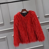 abordables Vestes et manteaux pour filles-Manteau en fausse fourrure Bébé Fille Couleur unie Actif Ecole Polyester Manteau Vêtements d&#039;extérieur 7-13 ans Hiver Biège
