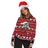 abordables Sudaderas y sudaderas con capucha divertidas-Papá Noel Gato Hombre de pan de jengibre Suéter de navidad Sudadera Hombre Mujer Navidad Navidad Carnaval Mascarada Nochebuena Adultos Fiesta Navidad Poliéster Cima