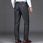 preiswerte Schlank-Herren Anzughosen Hose Hosen Chinesisch Chino Tasche Glatt Komfort Atmungsaktiv Hochzeit B¨¹ro Geschäft Schick &amp; Modern Klassisch Schwarz Dunkel Blau Hoher Taillenbund Mikro-elastisch